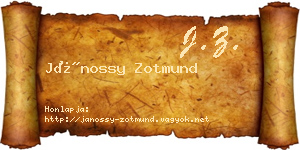 Jánossy Zotmund névjegykártya